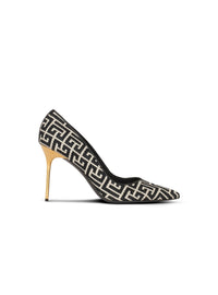 Escarpins ruby en jacquard monogramme - Ivoire & Noir