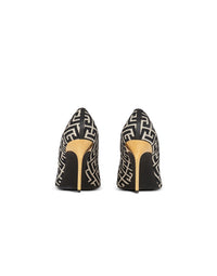 Escarpins ruby en jacquard monogramme - Ivoire & Noir