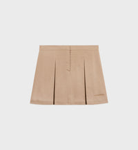 Serif Logo Box Pleat Skirt - Beige