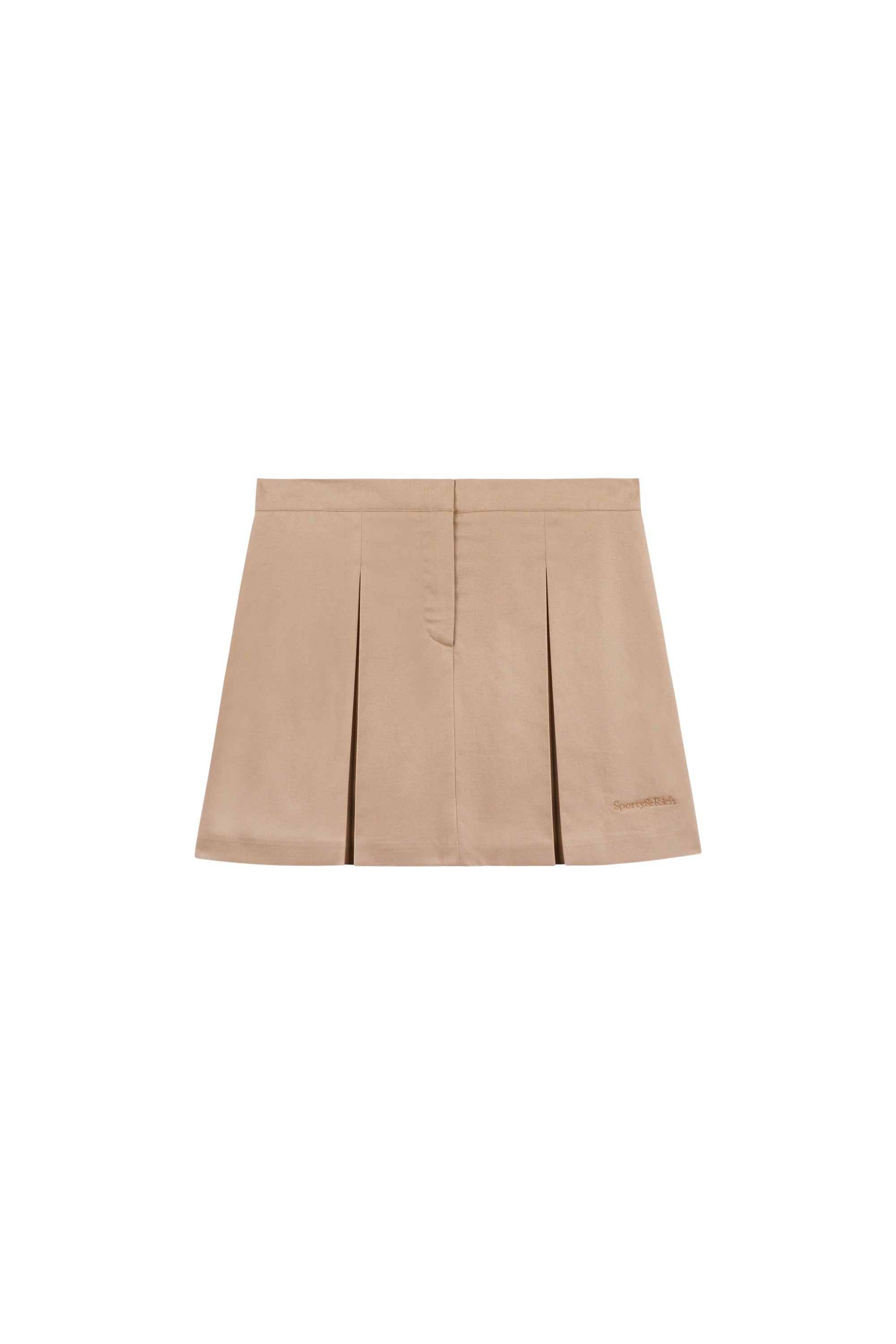 Serif Logo Box Pleat Skirt - Beige