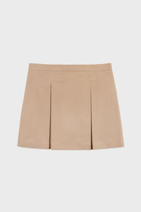 Serif Logo Box Pleat Skirt - Beige