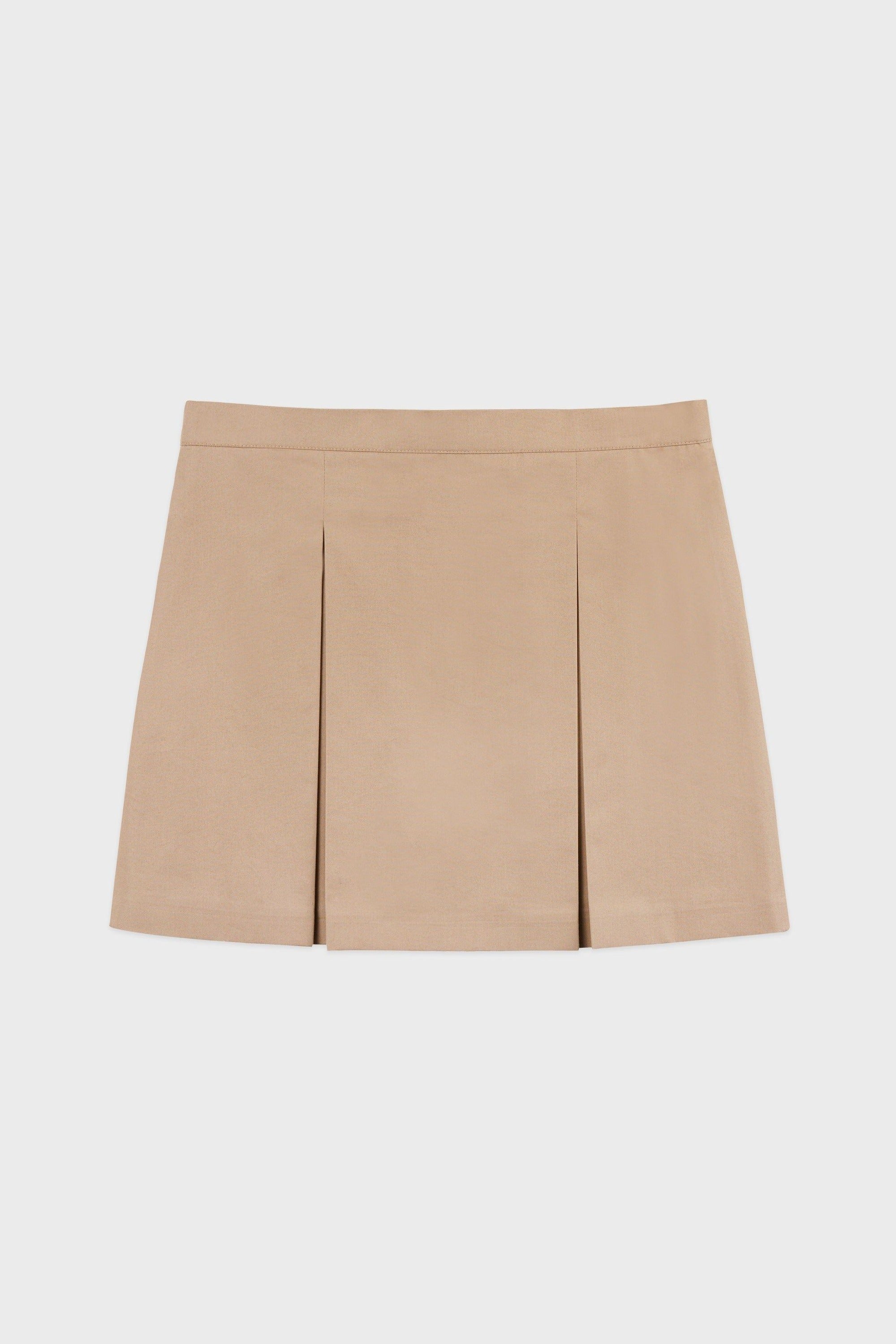 Serif Logo Box Pleat Skirt - Beige