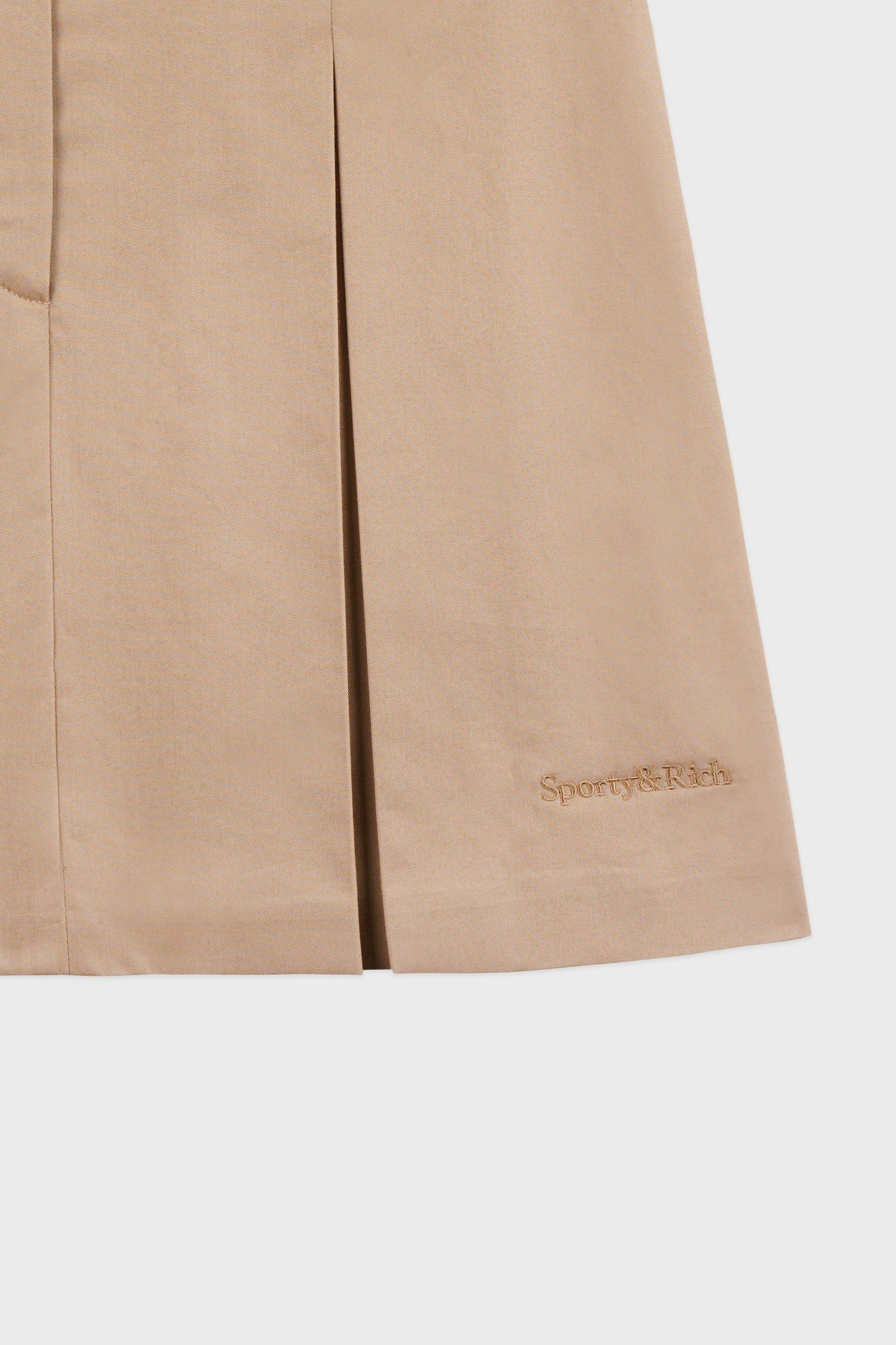 Serif Logo Box Pleat Skirt - Beige