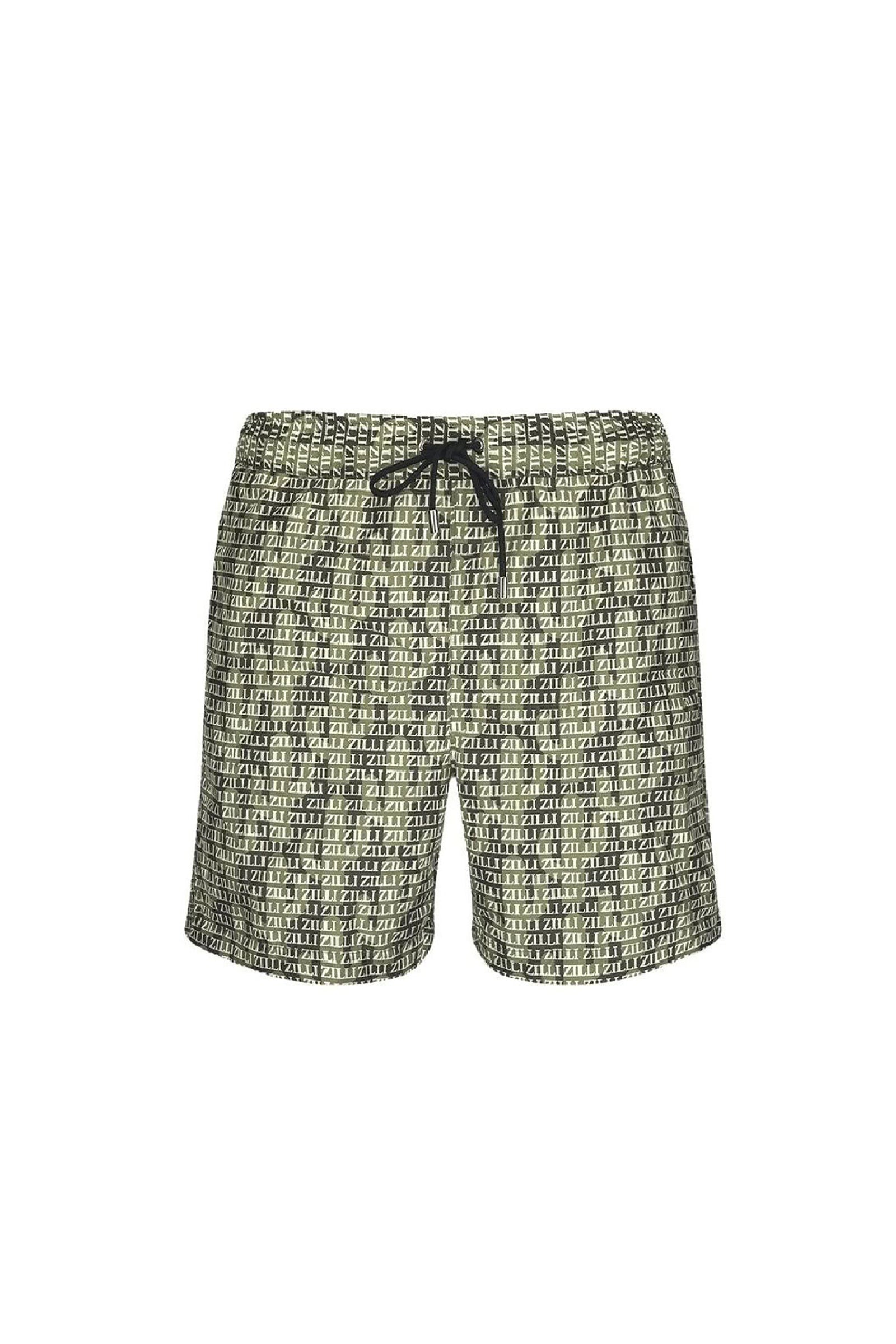 Short de bain à imprimé monogramme - Vert & Noir