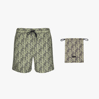 Short de bain à imprimé monogramme - Vert & Noir