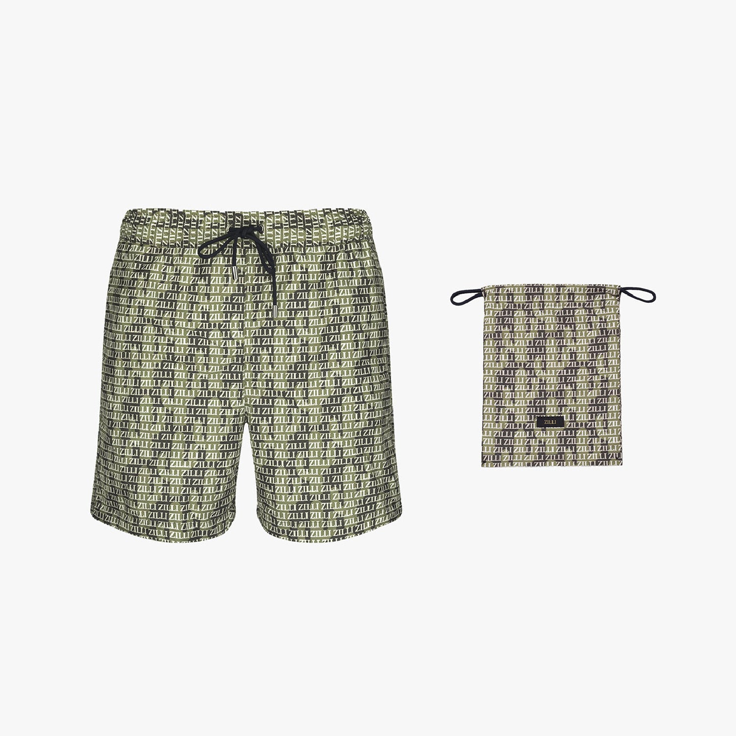 Short de bain à imprimé monogramme - Vert & Noir