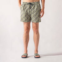 Short de bain à imprimé monogramme - Vert & Noir