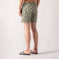 Short de bain à imprimé monogramme - Vert & Noir