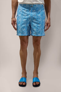 Short de bain à motif cartes - Blue White