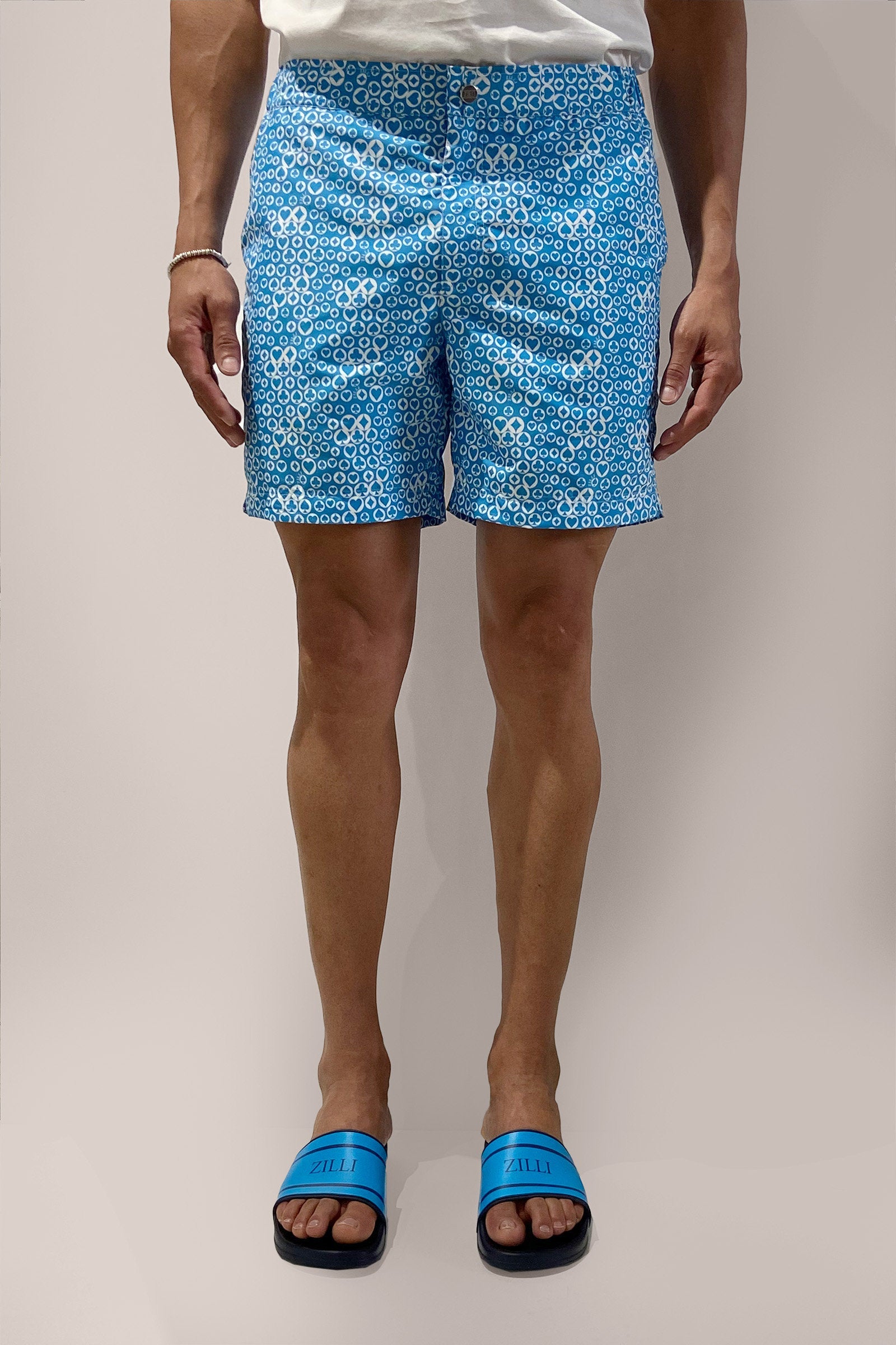Short de bain à motif cartes - Blue White