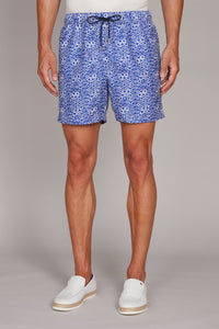 Short de bain à motif cartes - Blue Electric White