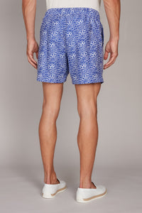Short de bain à motif cartes - Blue Electric White