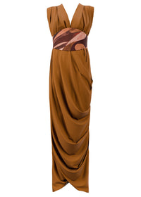 Adi draped caftan dress - Camel