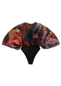Sombra sculptural draped bodysuit - Print