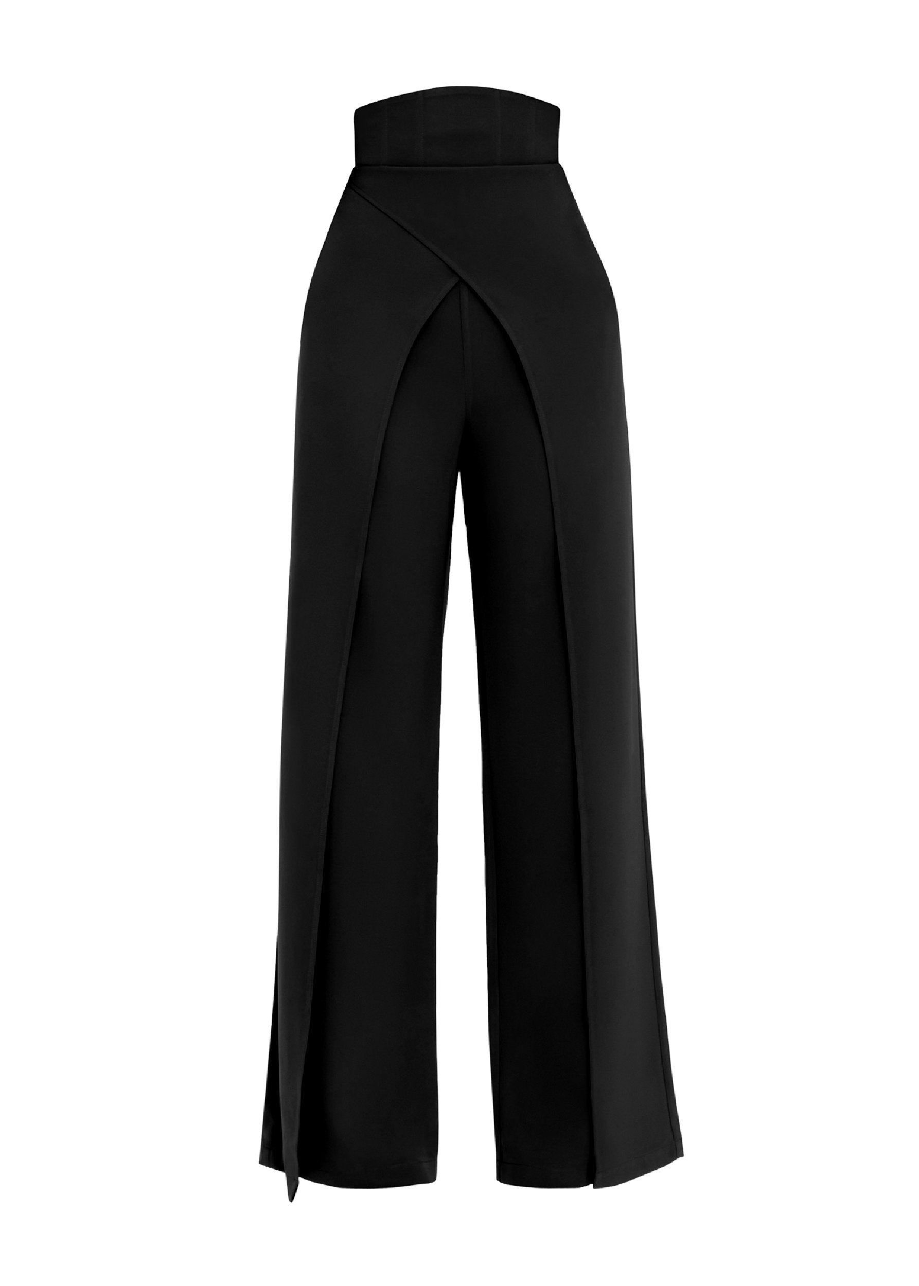 Vira double-breasted trousers with corset waist - Black