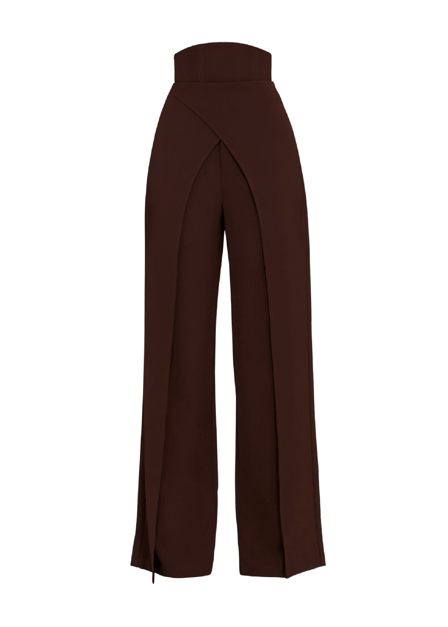 Vira double-breasted trousers with corset waist - Coffee
