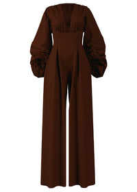 Zerra flared and fitted jumpsuit - Coffee
