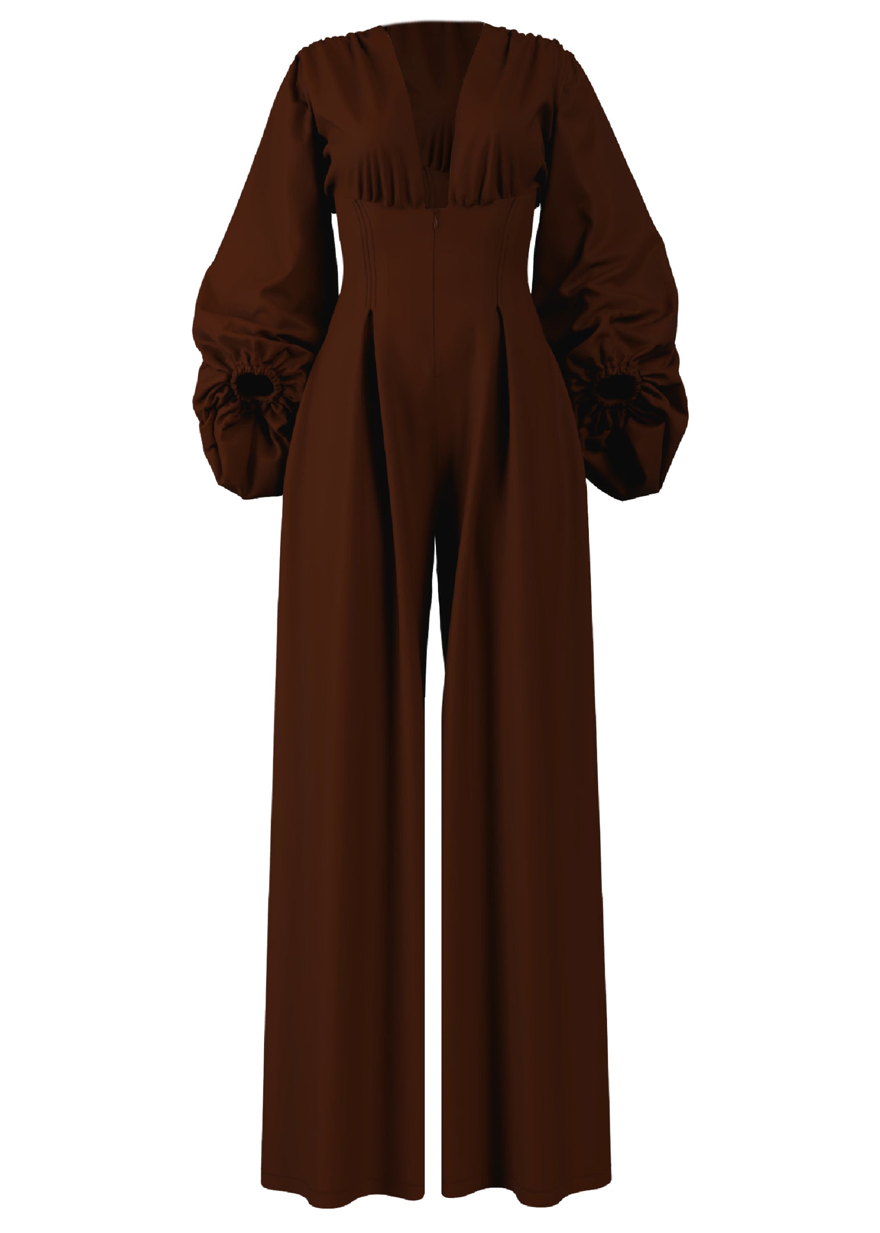 Zerra flared and fitted jumpsuit - Coffee