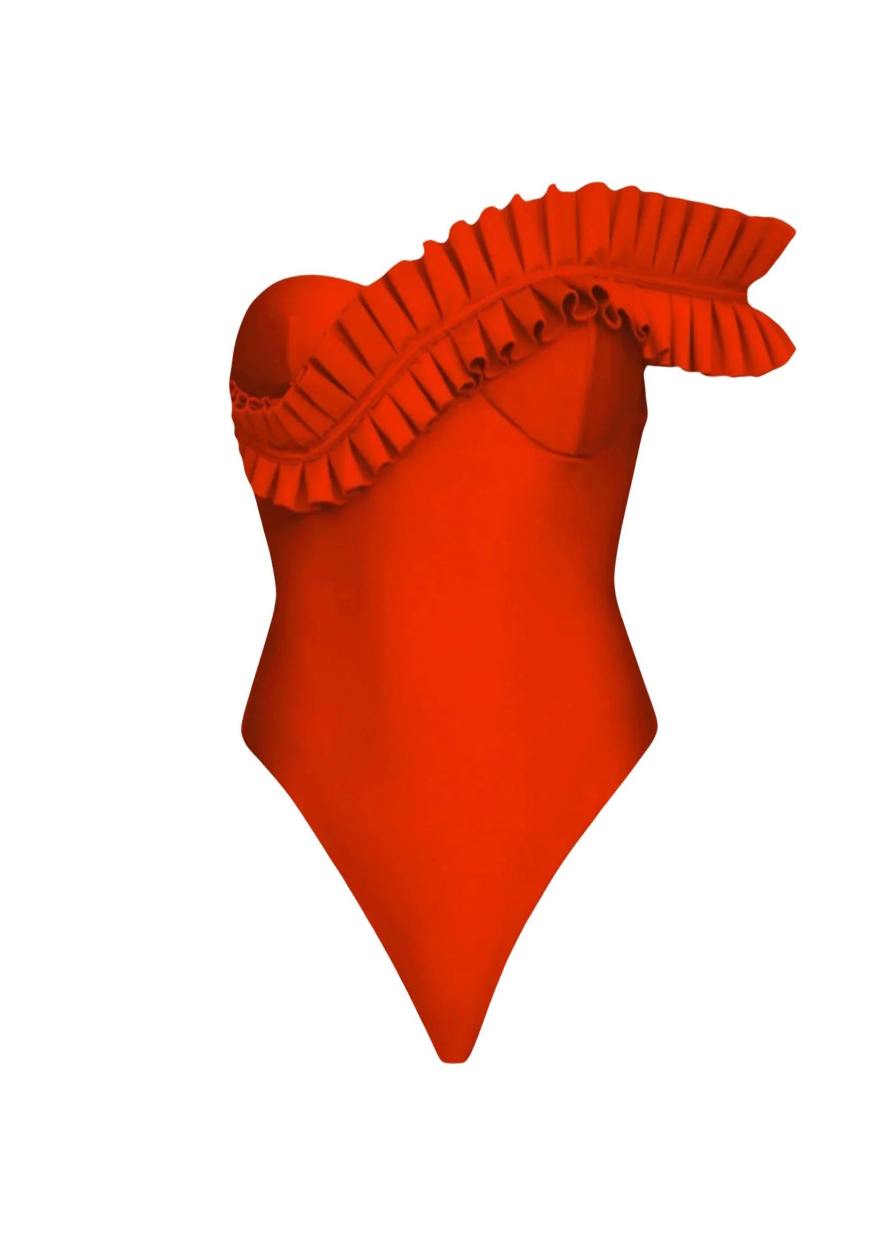 Nisi one-piece bandeau swimming costume with ruffles - Scarlett