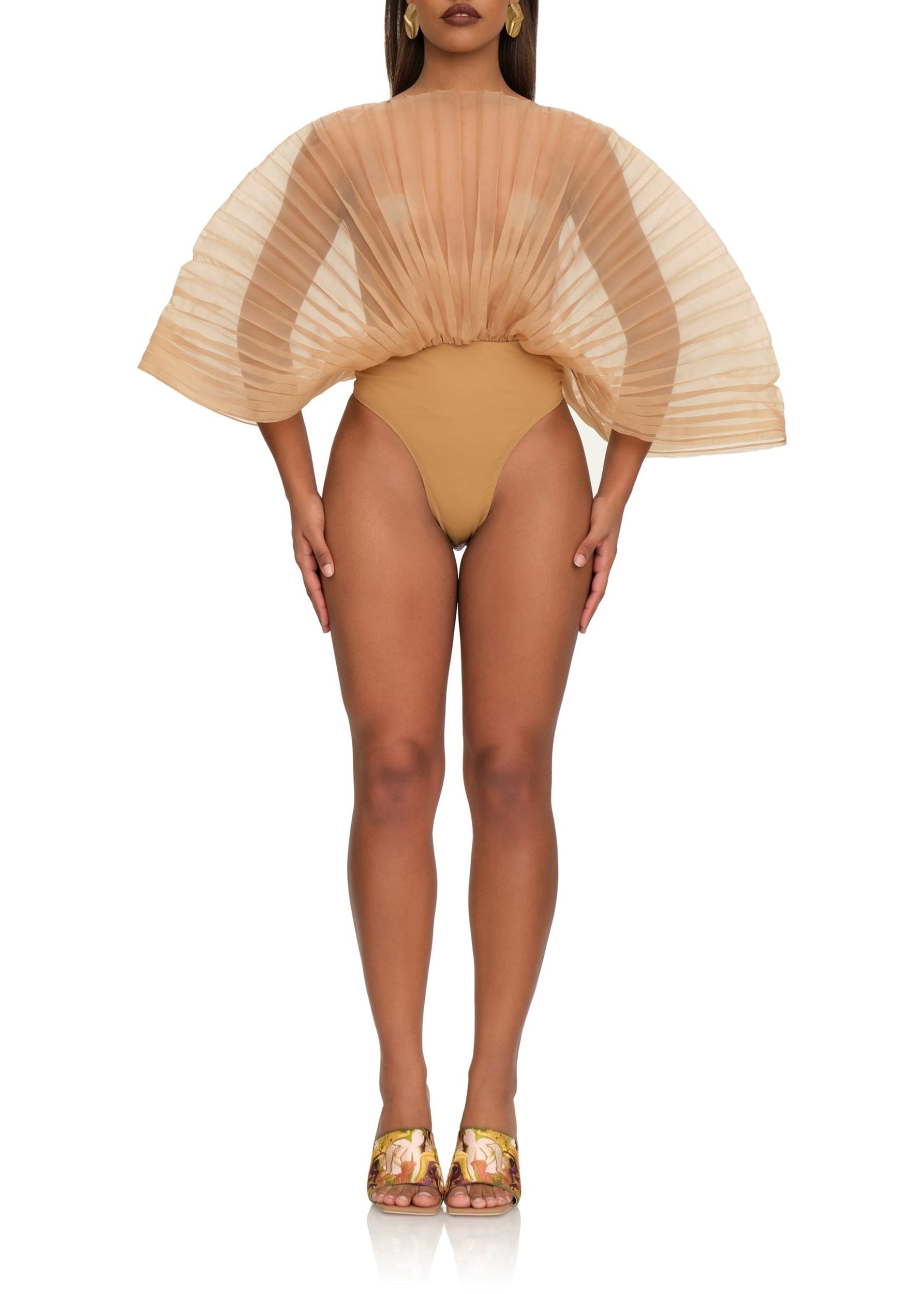 Sombra sculptural draped bodysuit - Dust
