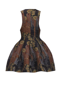 Venti jacquard zipped short dress - Kava Print