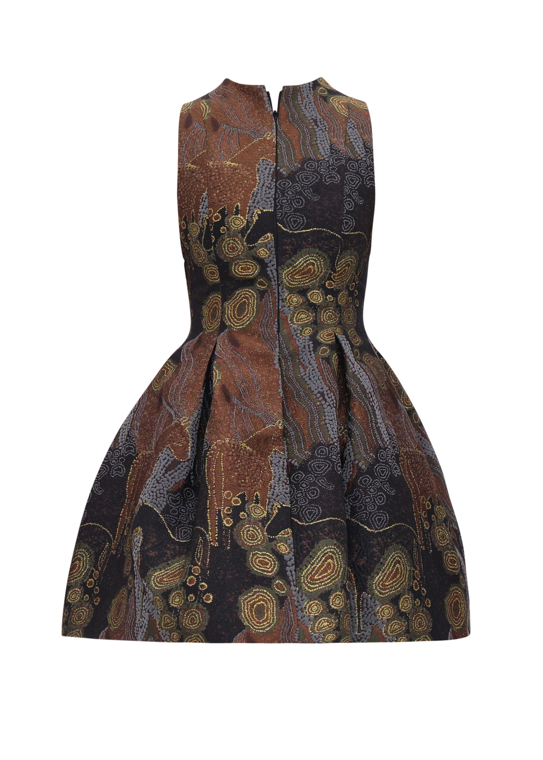 Venti jacquard zipped short dress - Kava Print
