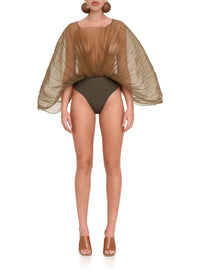 Sombra sculptural draped bodysuit - Jade