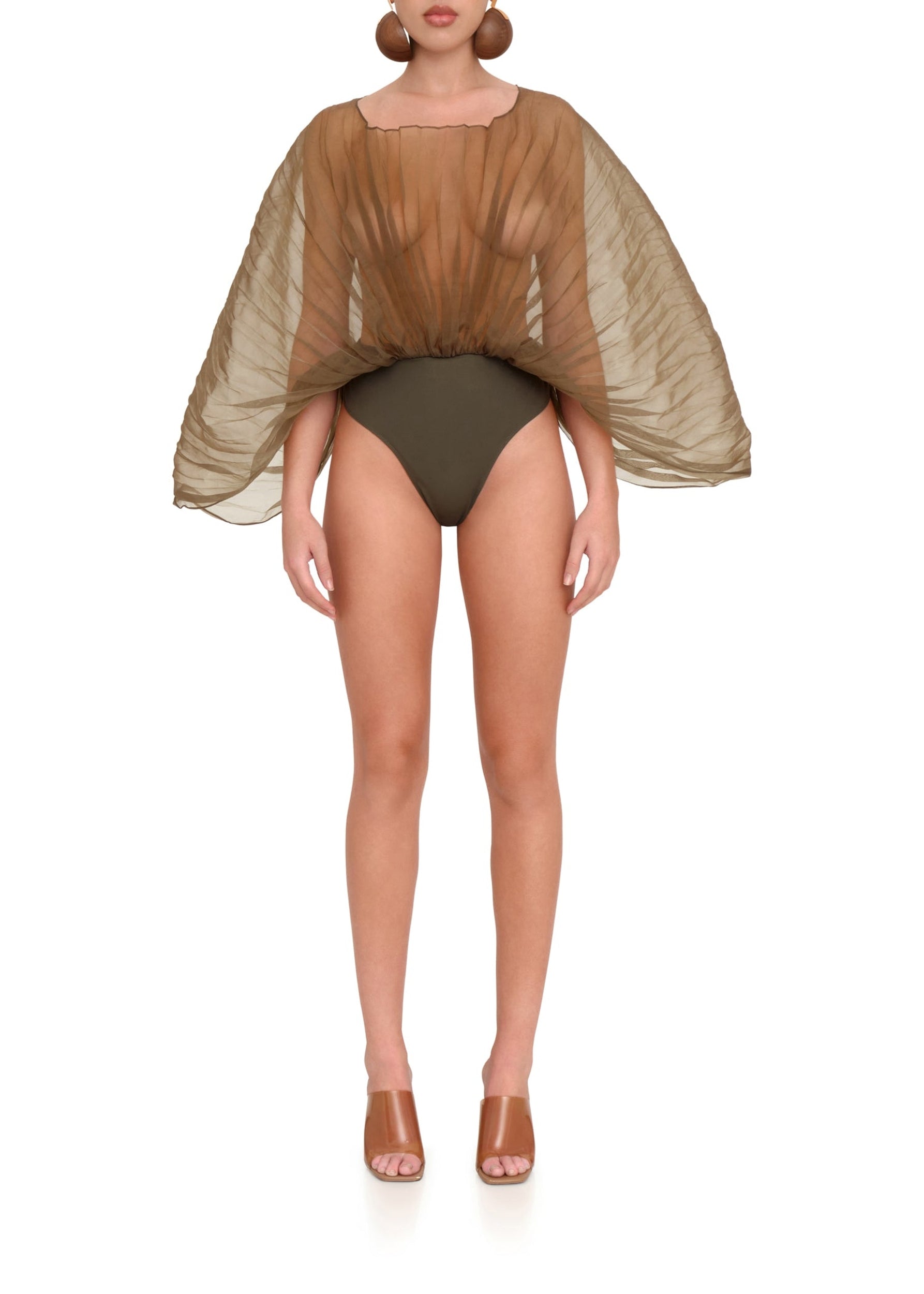 Sombra sculptural draped bodysuit - Jade