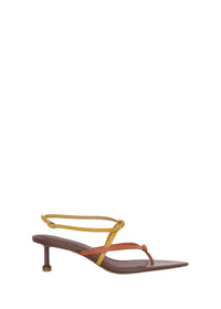 Vee heeled sandals in leather - Multicolor