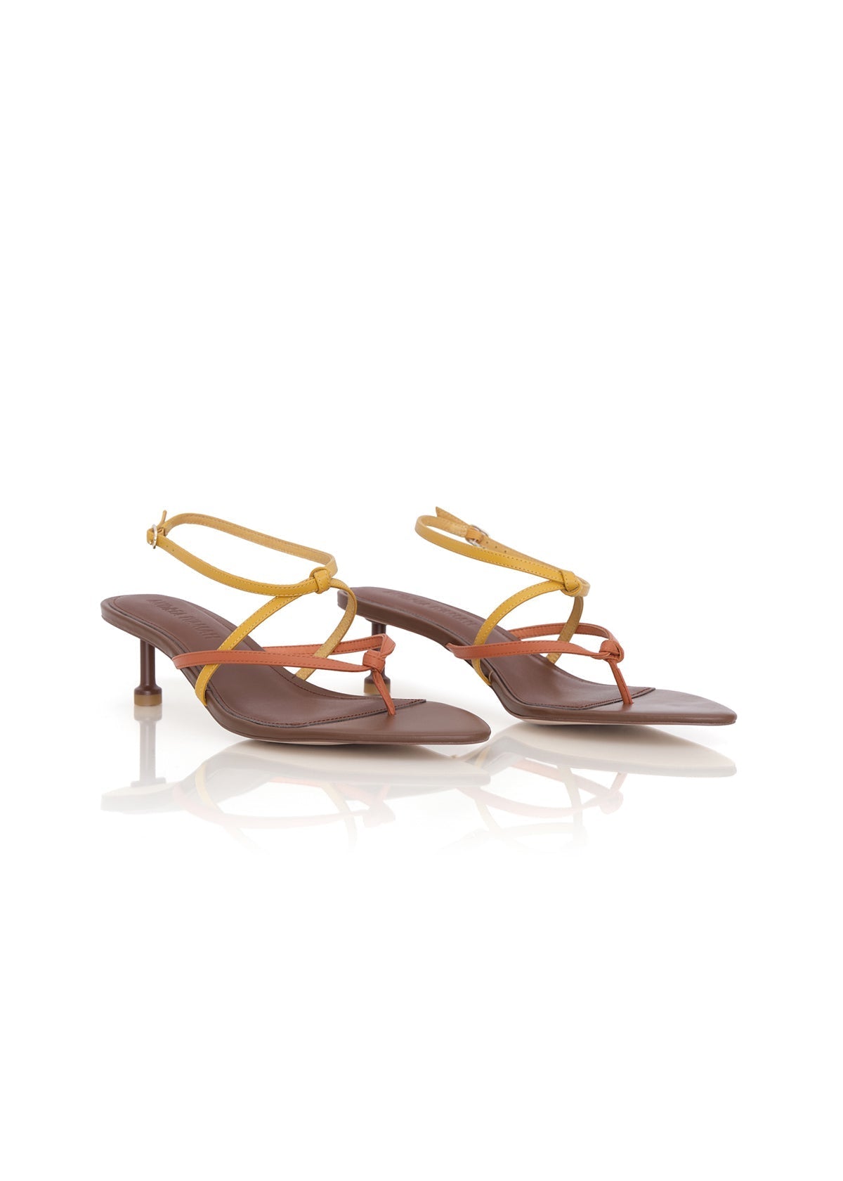 Vee heeled sandals in leather - Multicolor