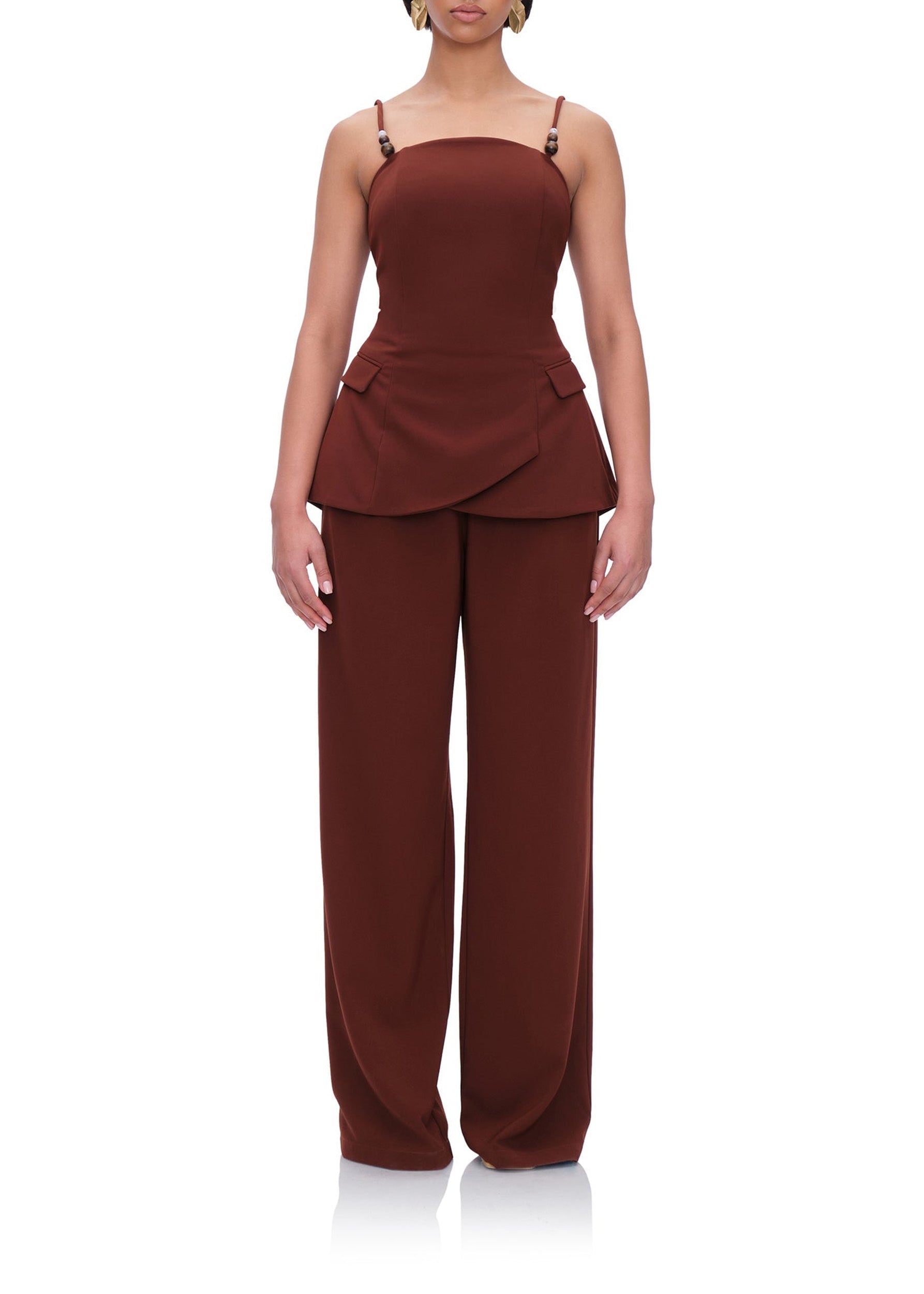 Varu tank top with thin straps - Cinnamon