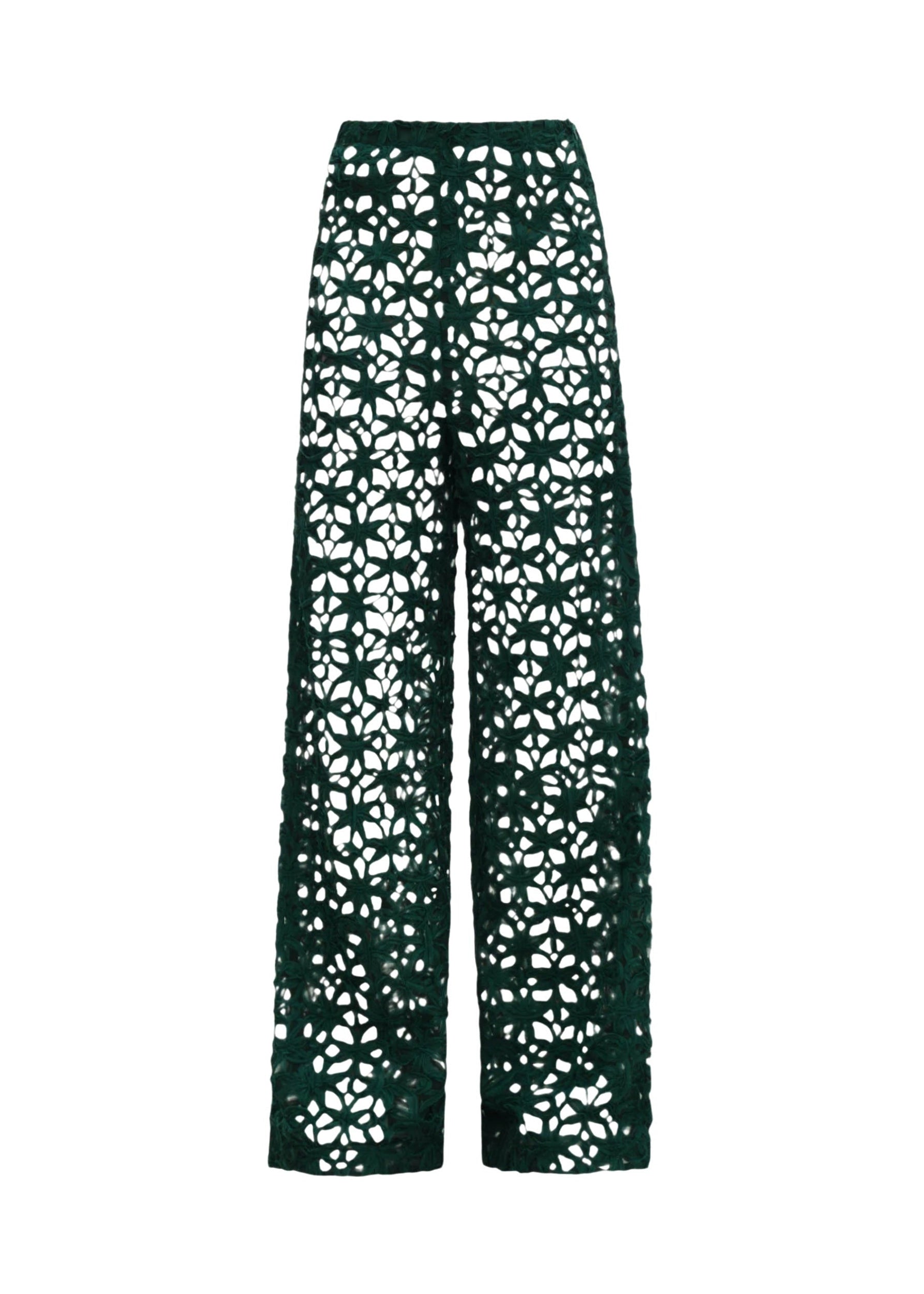 Ndu high-waisted lace trousers - Emerald
