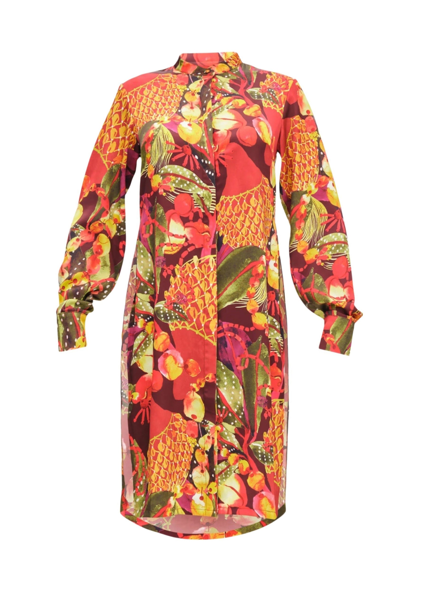 Tunique Uchi boutonnée en satin - Kola Print