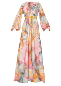 Neema maxi dress with elasticated cuffs - Zuli Print