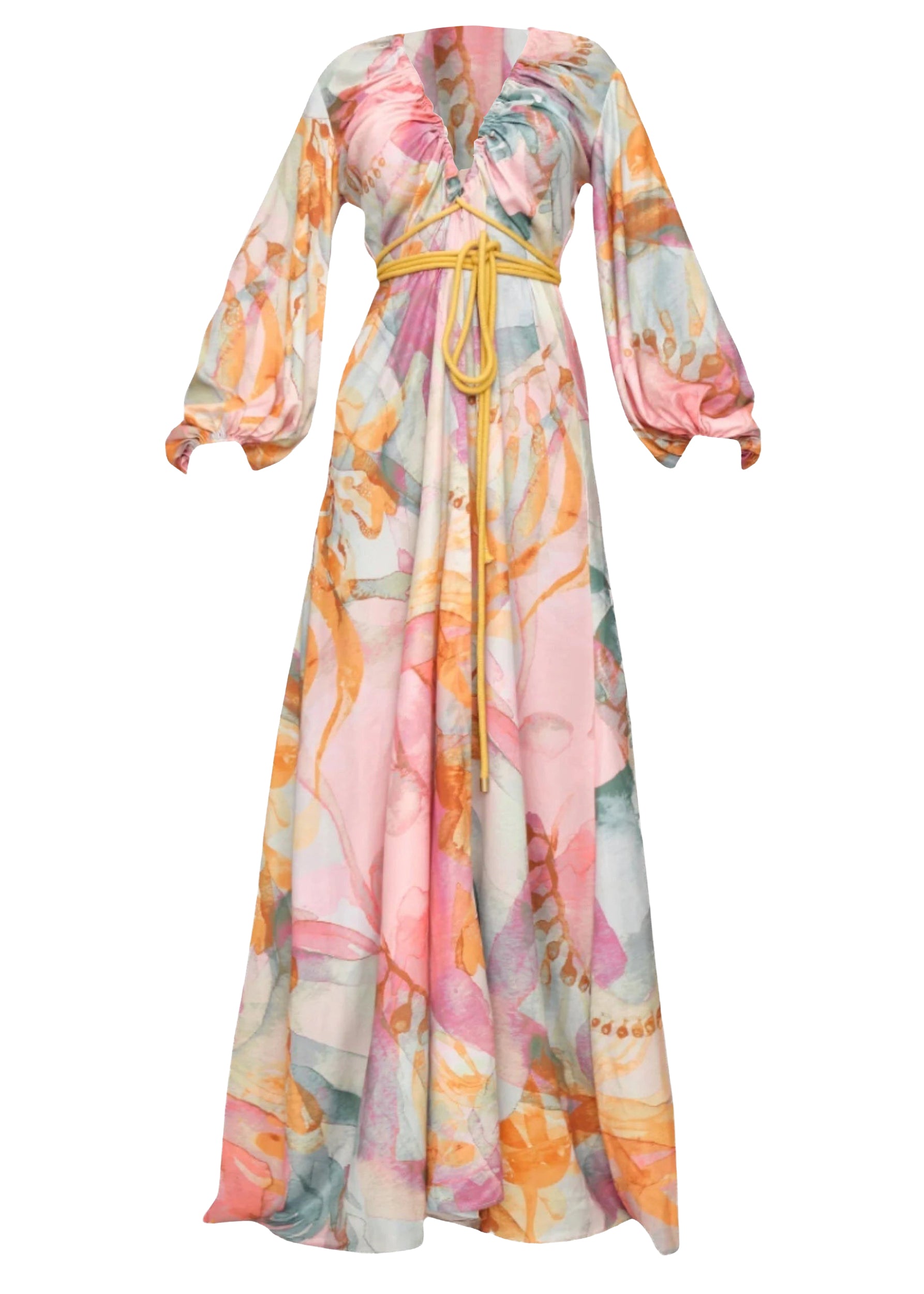 Neema maxi dress with elasticated cuffs - Zuli Print
