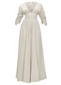 Adelle long dress with corseted waist - Bone