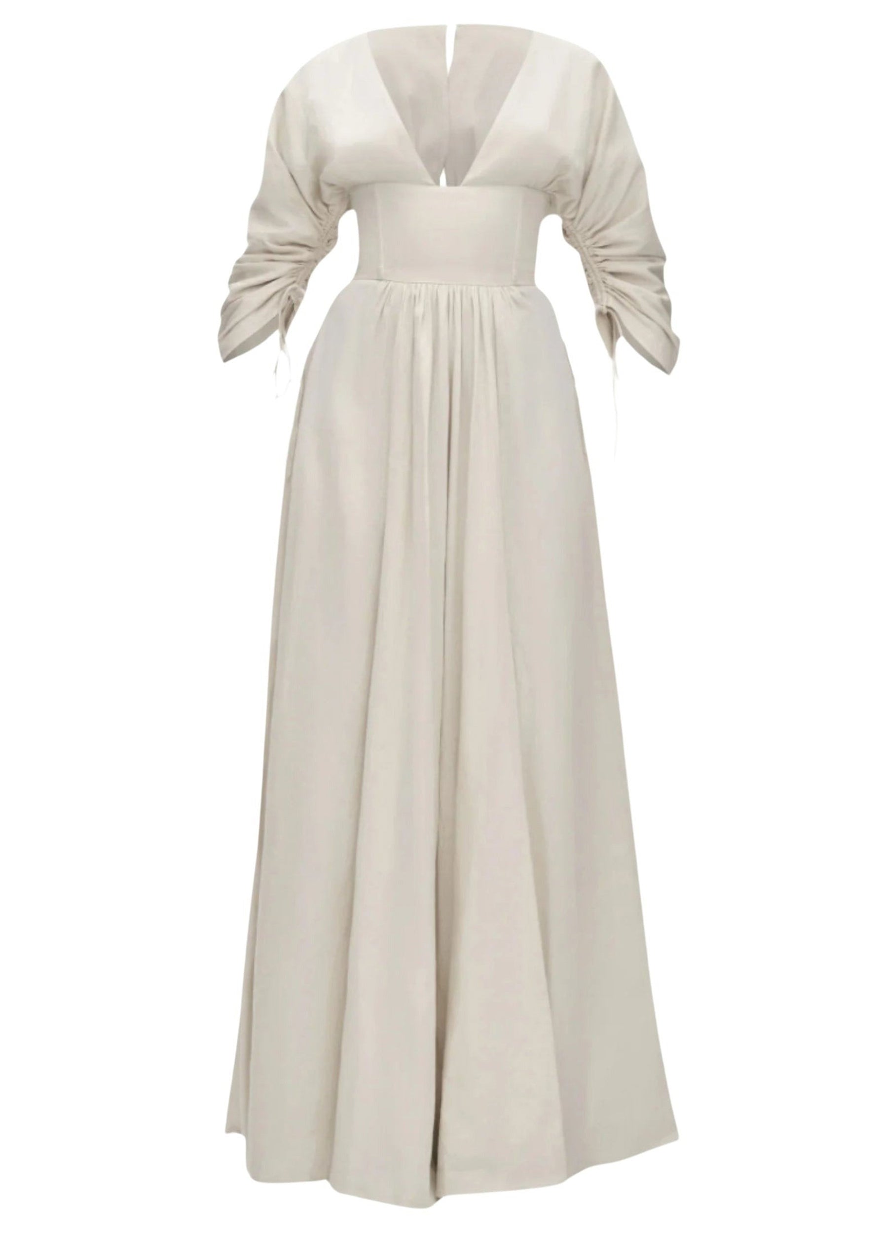 Adelle long dress with corseted waist - Bone