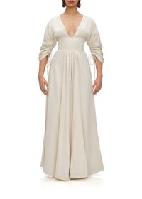 Adelle long dress with corseted waist - Bone