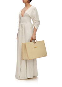 Adelle long dress with corseted waist - Bone