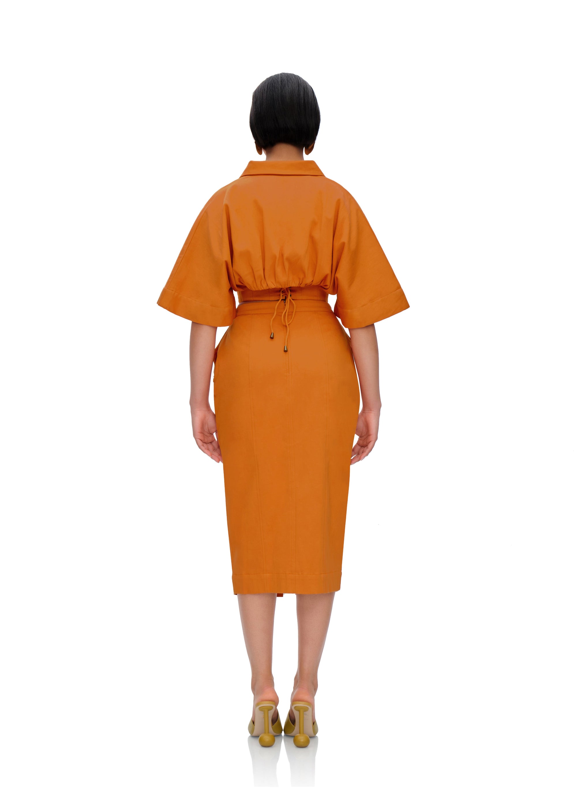 Alu midi skirt with slit - Canteloupe