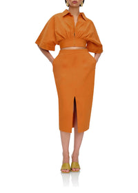 Alu midi skirt with slit - Canteloupe