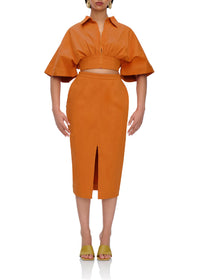 Alu midi skirt with slit - Canteloupe