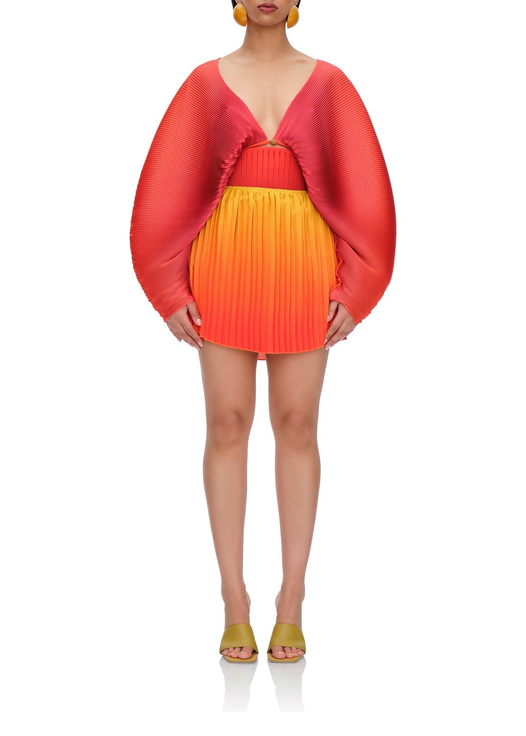 Short pleated Kata skirt - Adwa Red