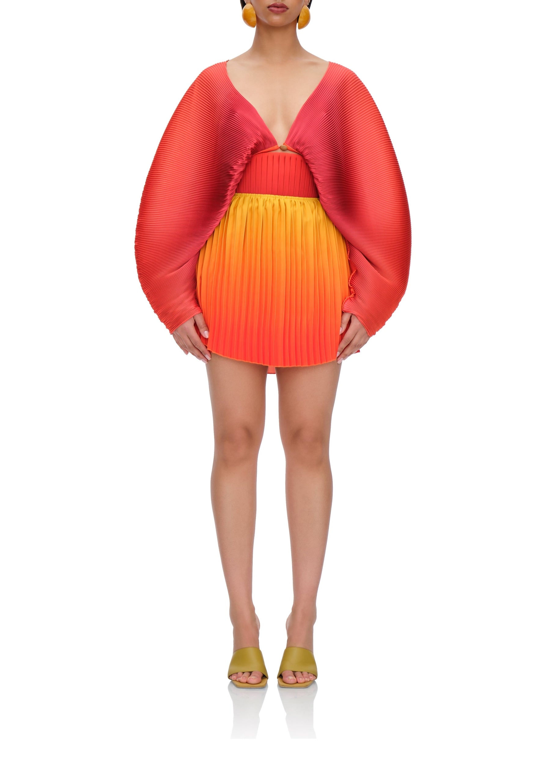 Blouse courte Balu à manches ballon plissée - Adwa Red