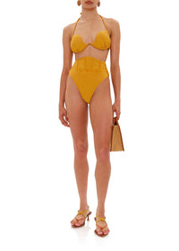 Gura Gathered Balconette Bikini Top - Mustard