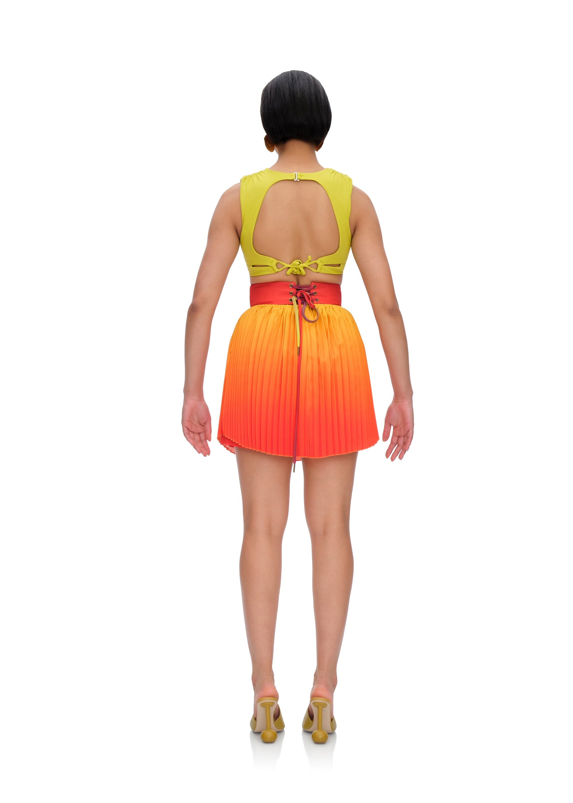 Short pleated Kata skirt - Adwa Red