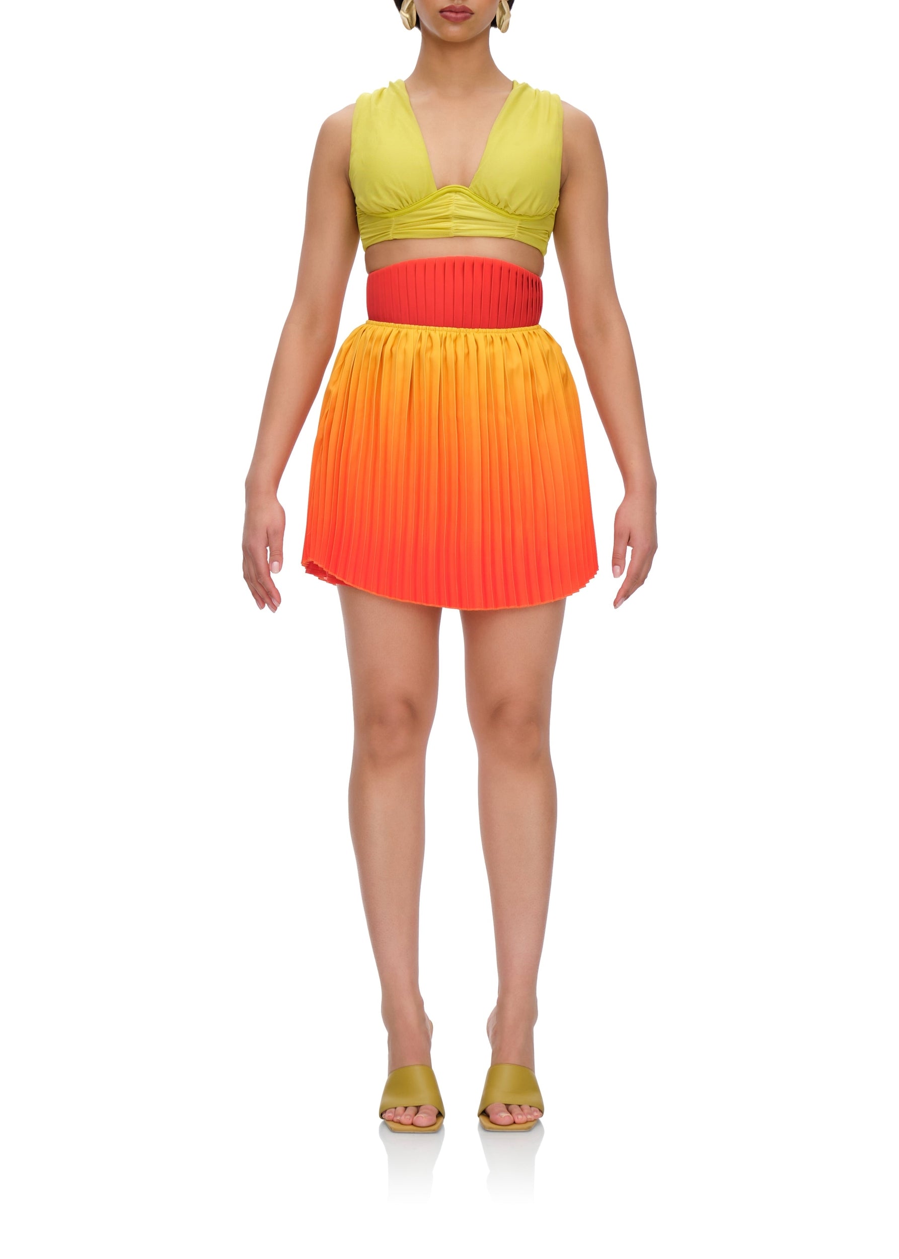 Short pleated Kata skirt - Adwa Red