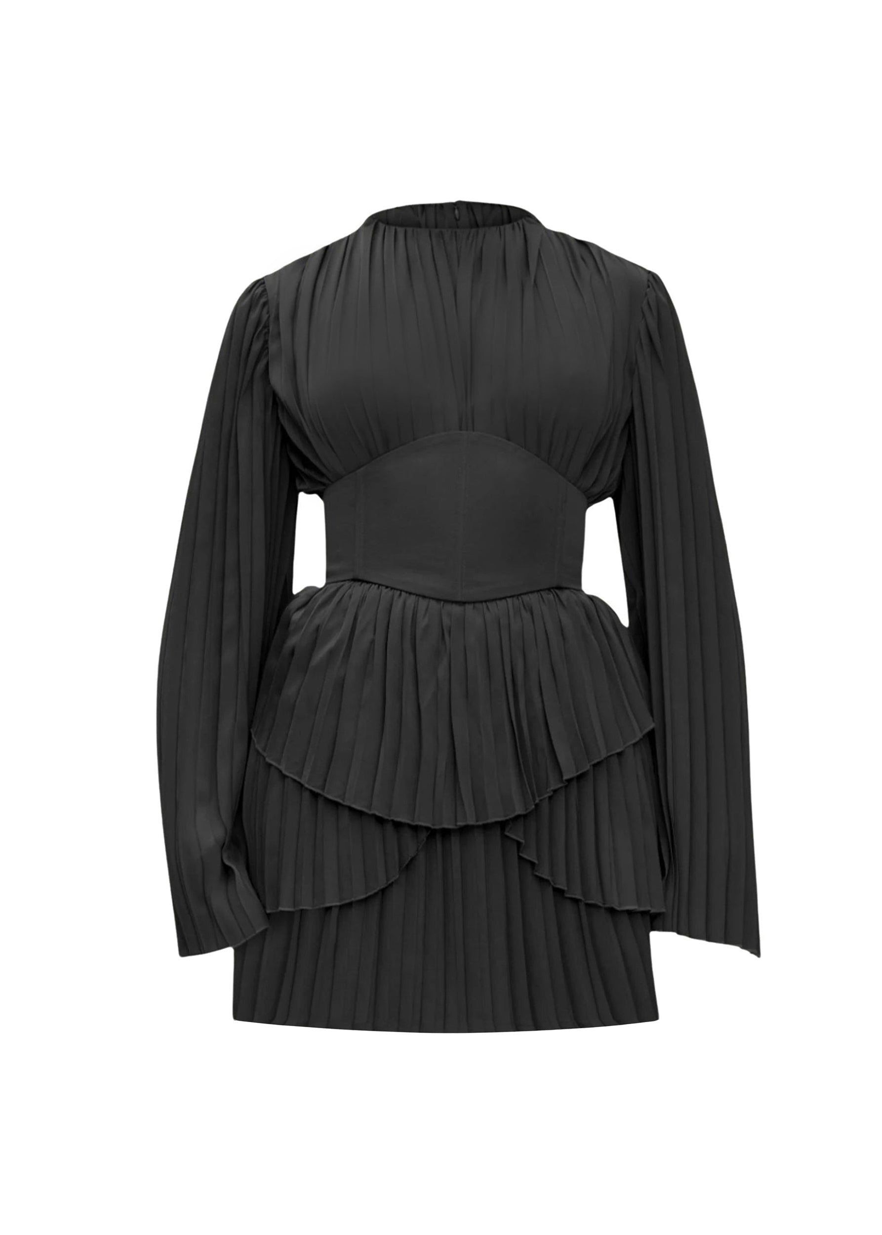 Lenti pleated short dress - Black