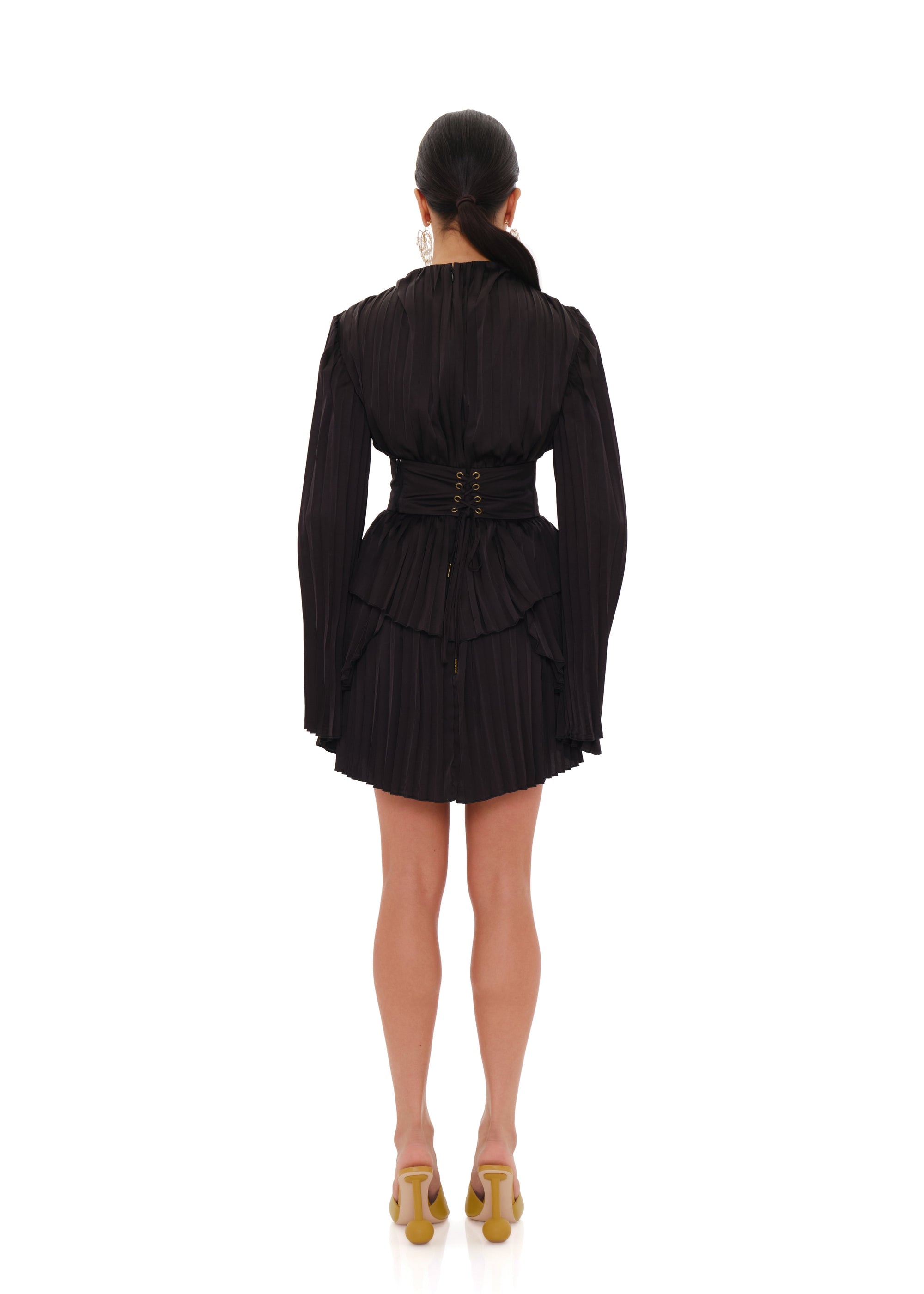 Lenti pleated short dress - Black