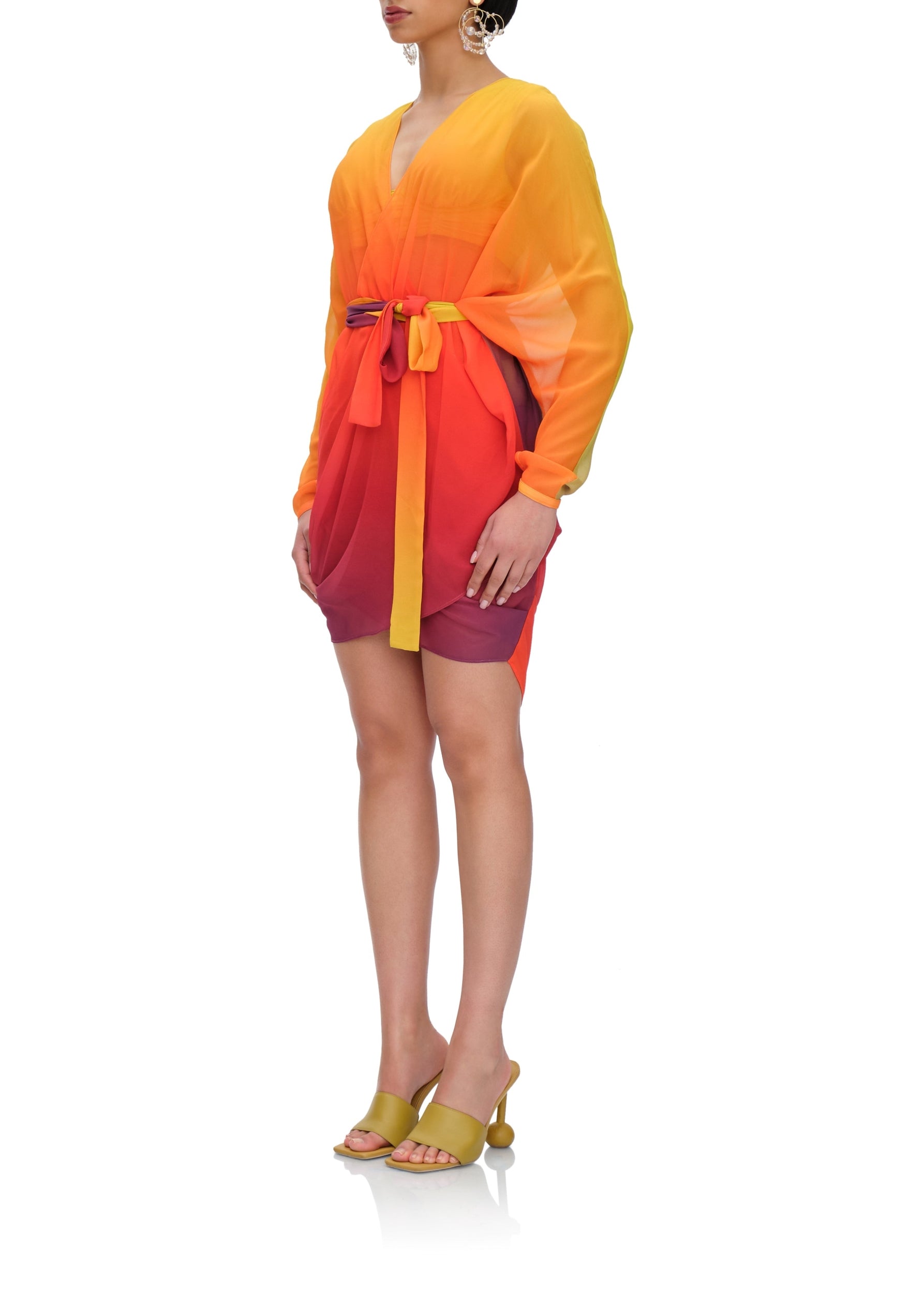 Meli short dress in silk - Adwa Multicolor